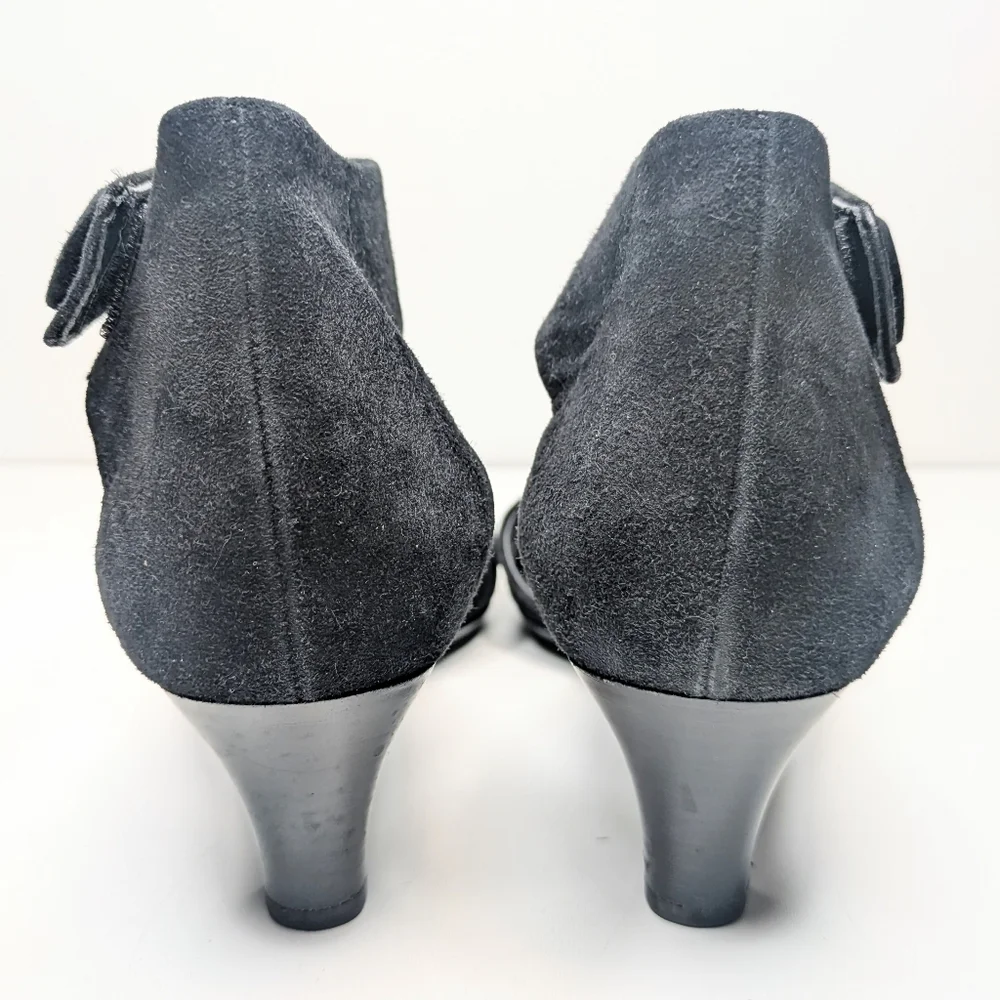 Paul Green Black Suede Sandals Heeled Ankle Strap US Size 9 / UK Size 6.5